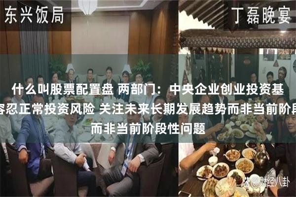 什么叫股票配置盘 两部门：中央企业创业投资基金合理容忍正常投资风险 关注未来长期发展趋势而非当前阶段性问题