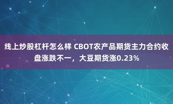 线上炒股杠杆怎么样 CBOT农产品期货主力合约收盘涨跌不一，大豆期货涨0.23%