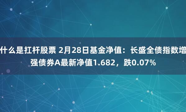 什么是扛杆股票 2月28日基金净值：长盛全债指数增强债券A最新净值1.682，跌0.07%